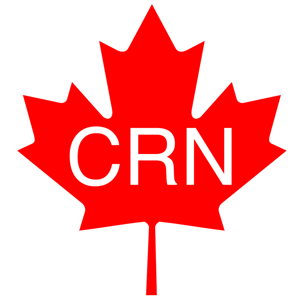 CRN Canadian red leaf with lettering CRN