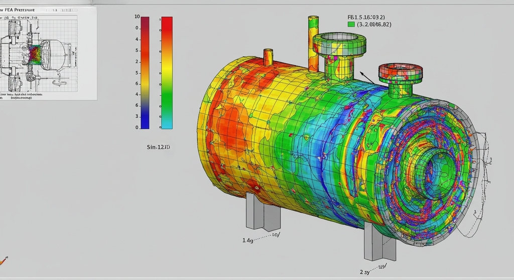 AI generated picture of an FEA on a Pressure Vessel